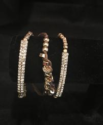 Gold and rhinestone triple bracelet //245